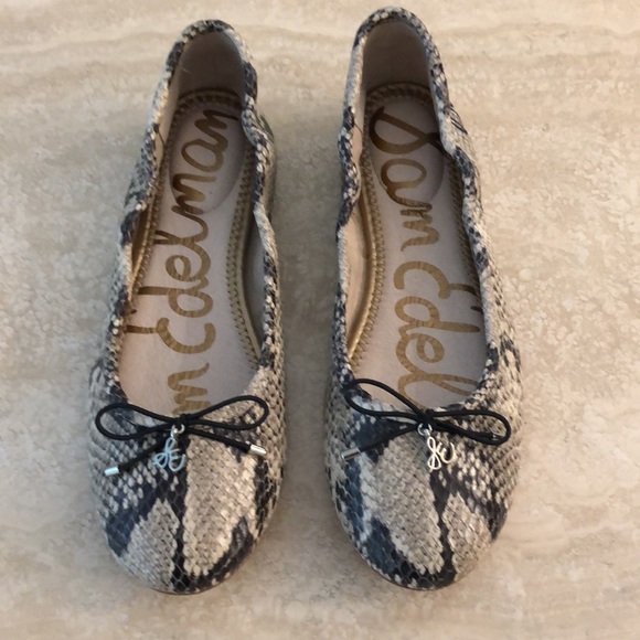 New ‘Sam Edelman’ | ‘Felicia’ Snake Print Leather Ballet Flat - Picture 5 of 12